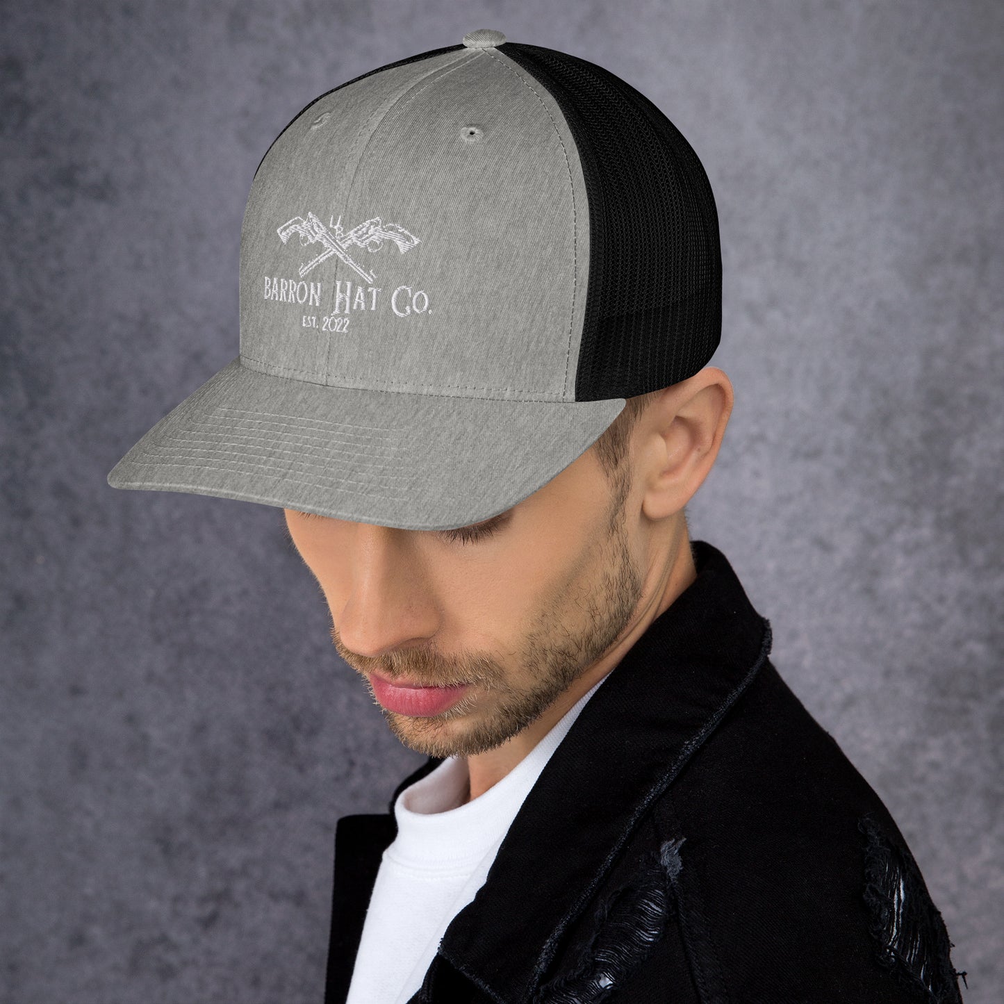 White Crossed Pistols Trucker Hat