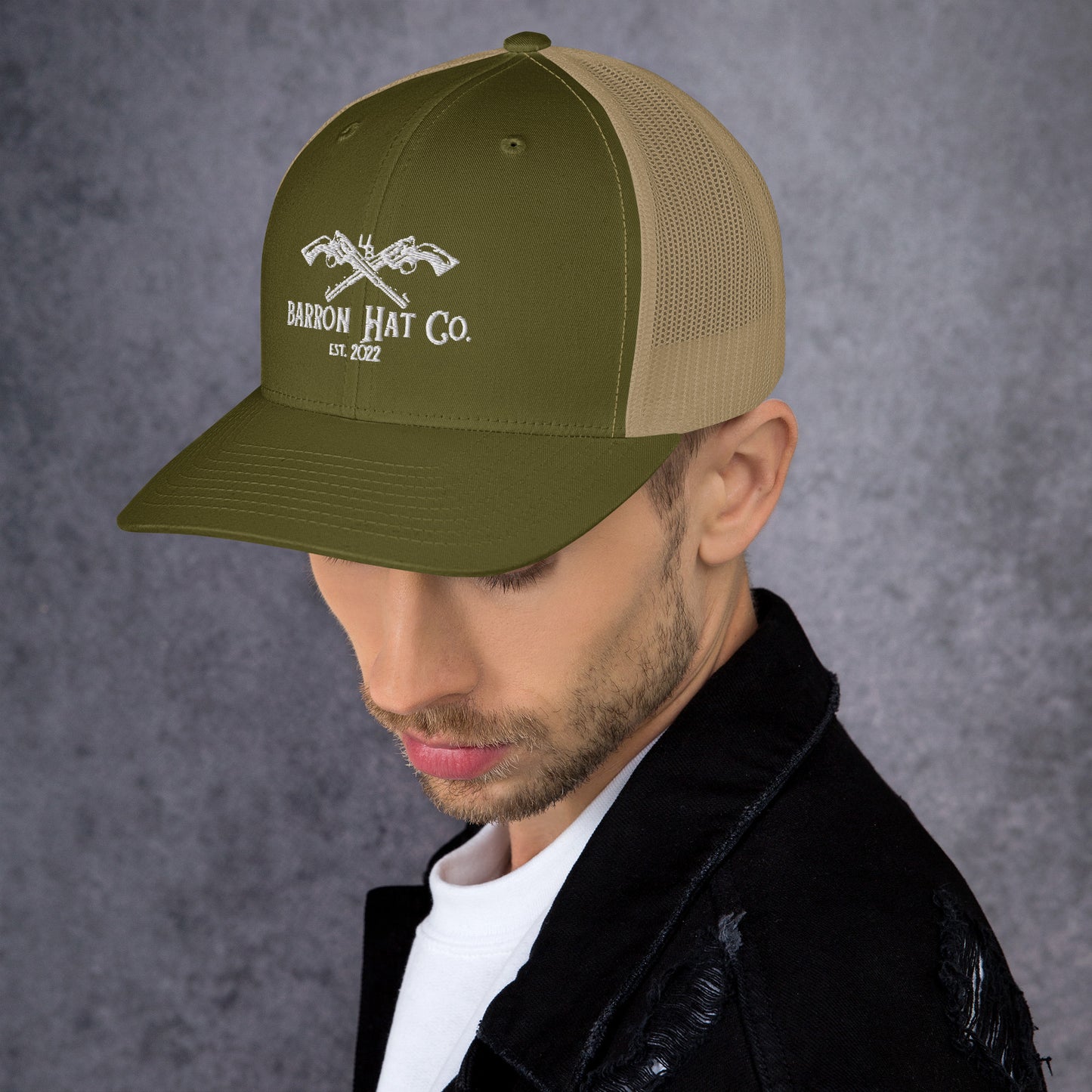 White Crossed Pistols Trucker Hat