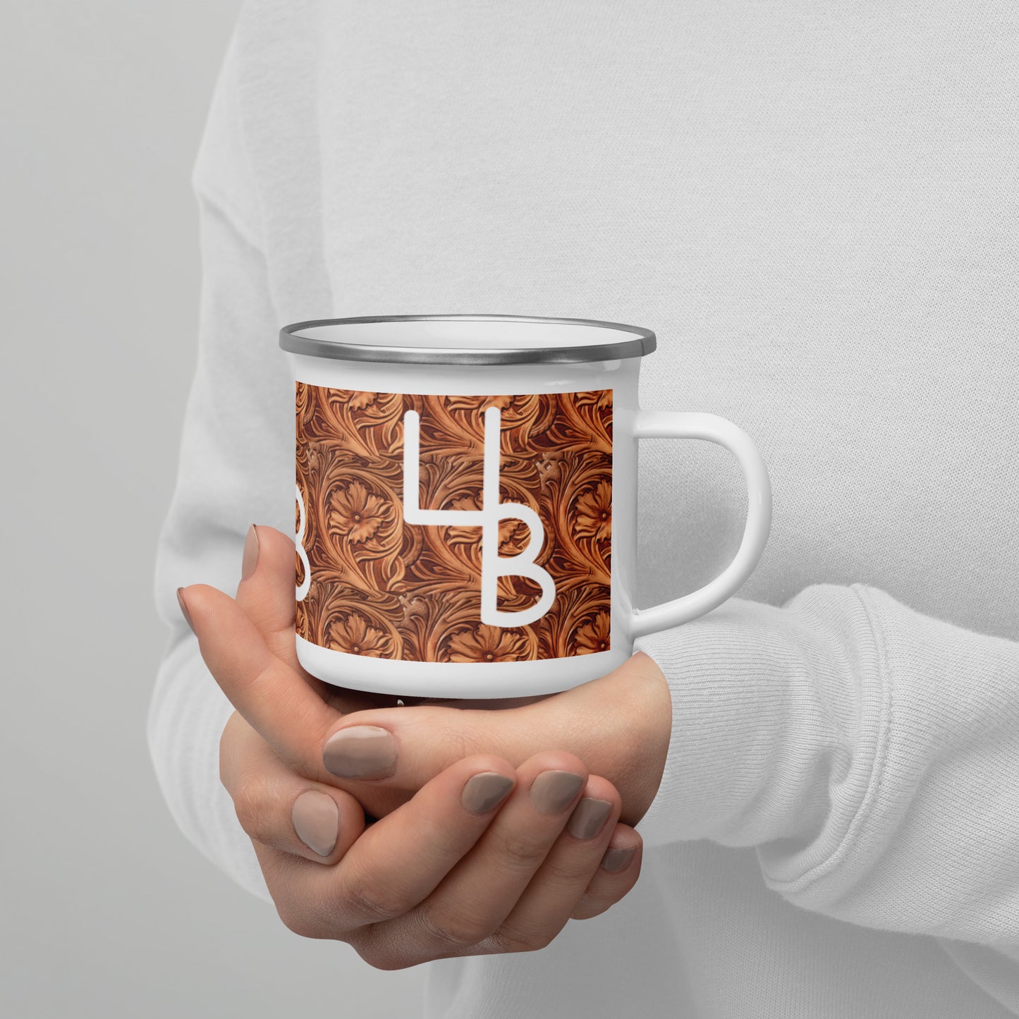 4B Leather Enamel Mug