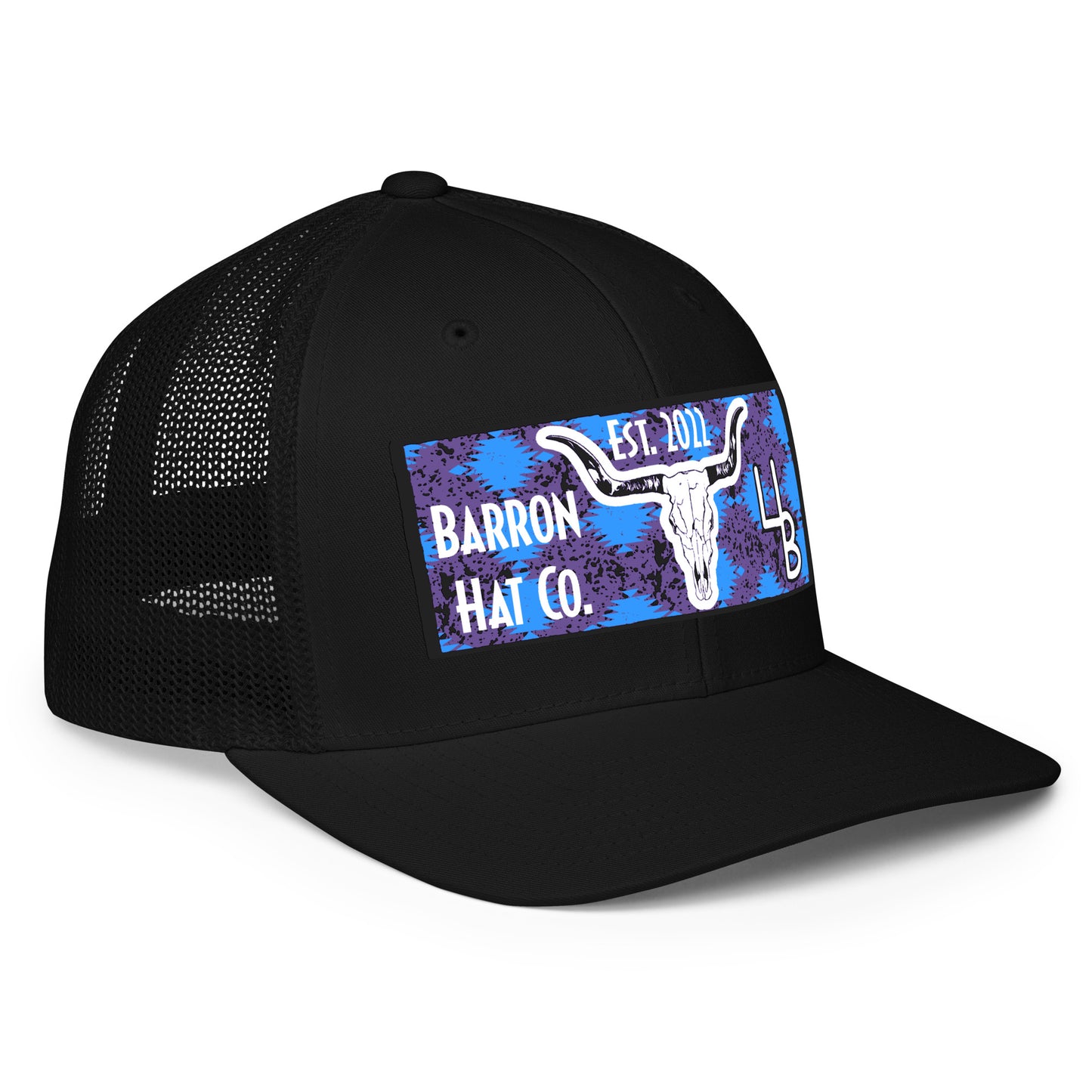 Aztec Print Longhorn Flexfit Mesh Trucker Hat