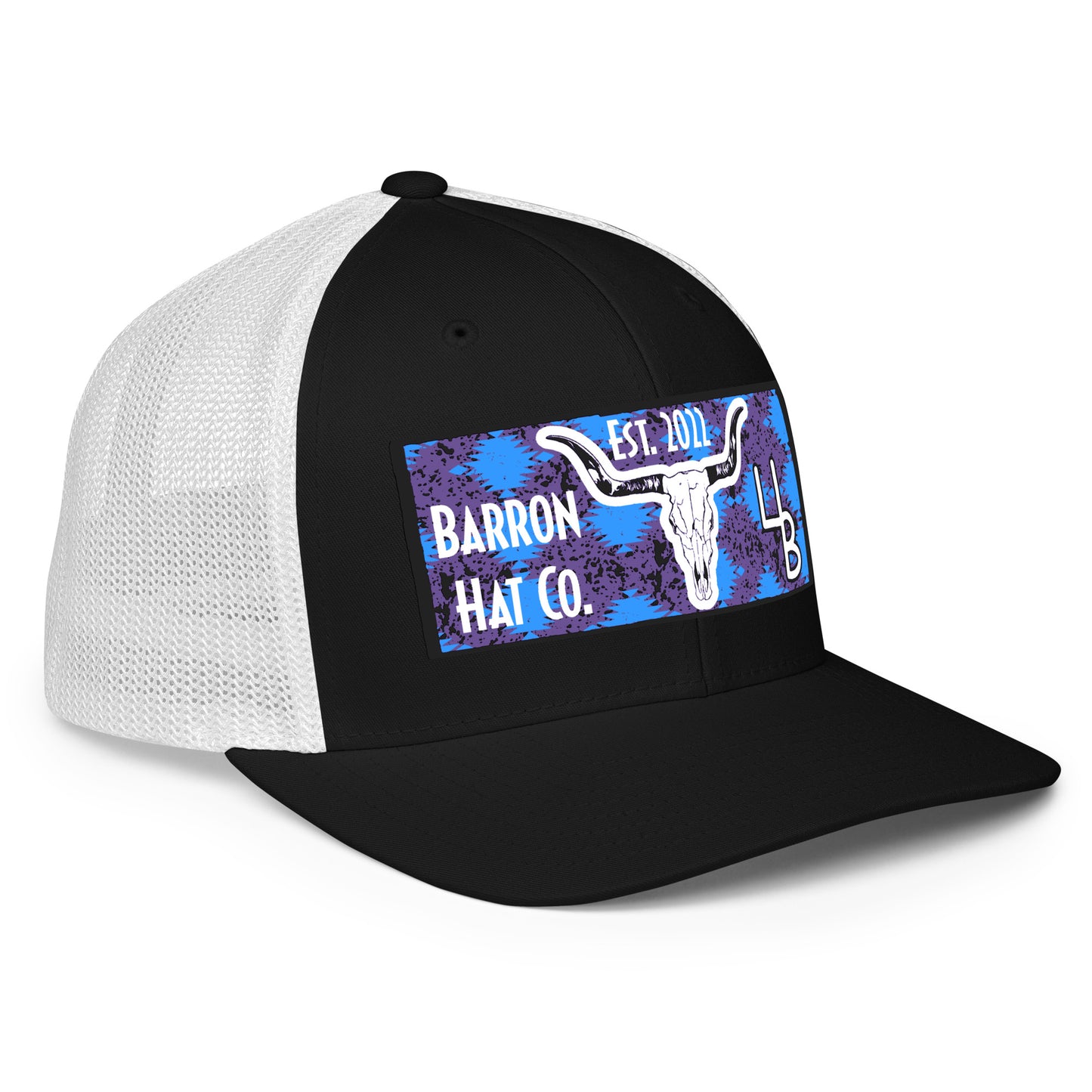 Aztec Print Longhorn Flexfit Mesh Trucker Hat