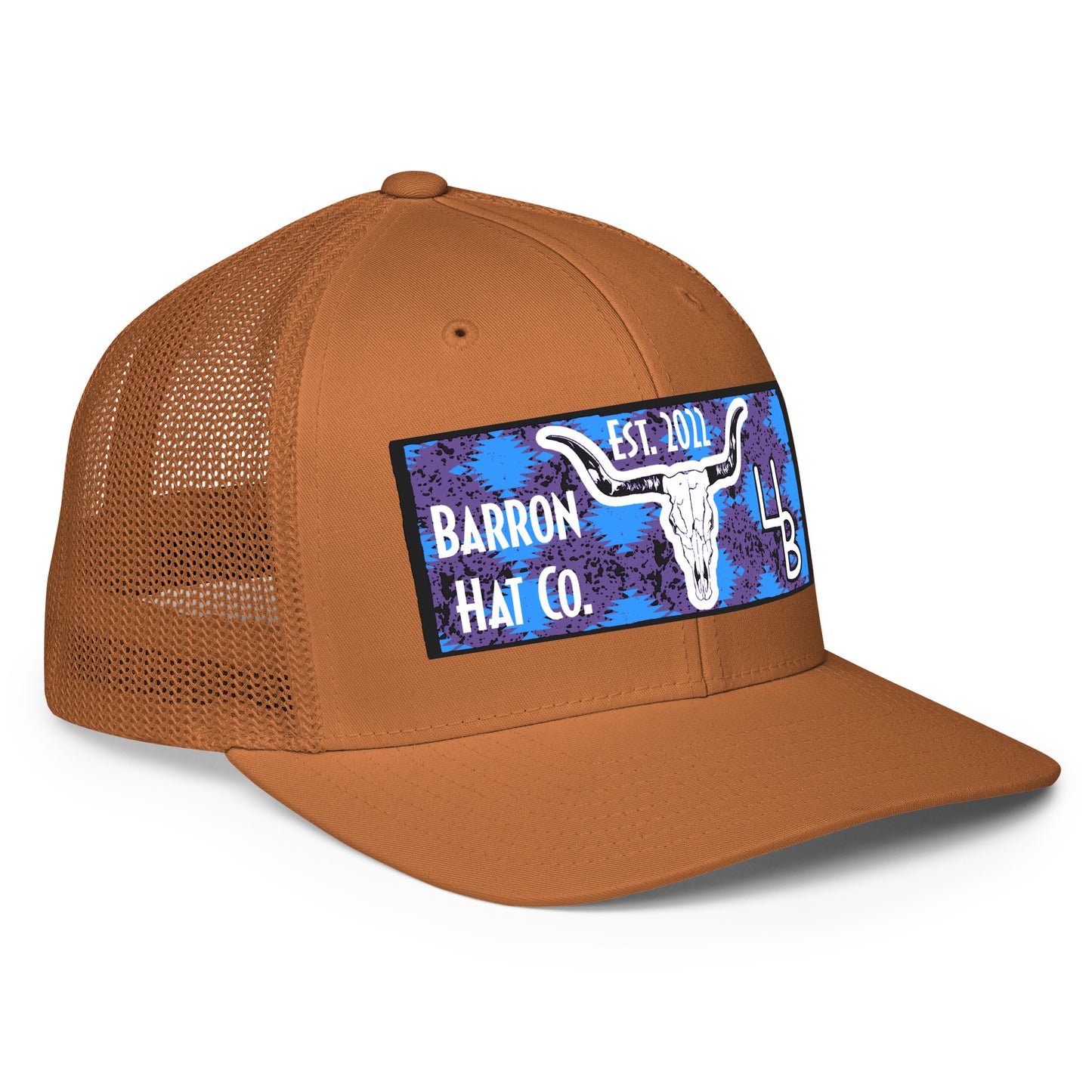 Aztec Print Longhorn Flexfit Mesh Trucker Hat