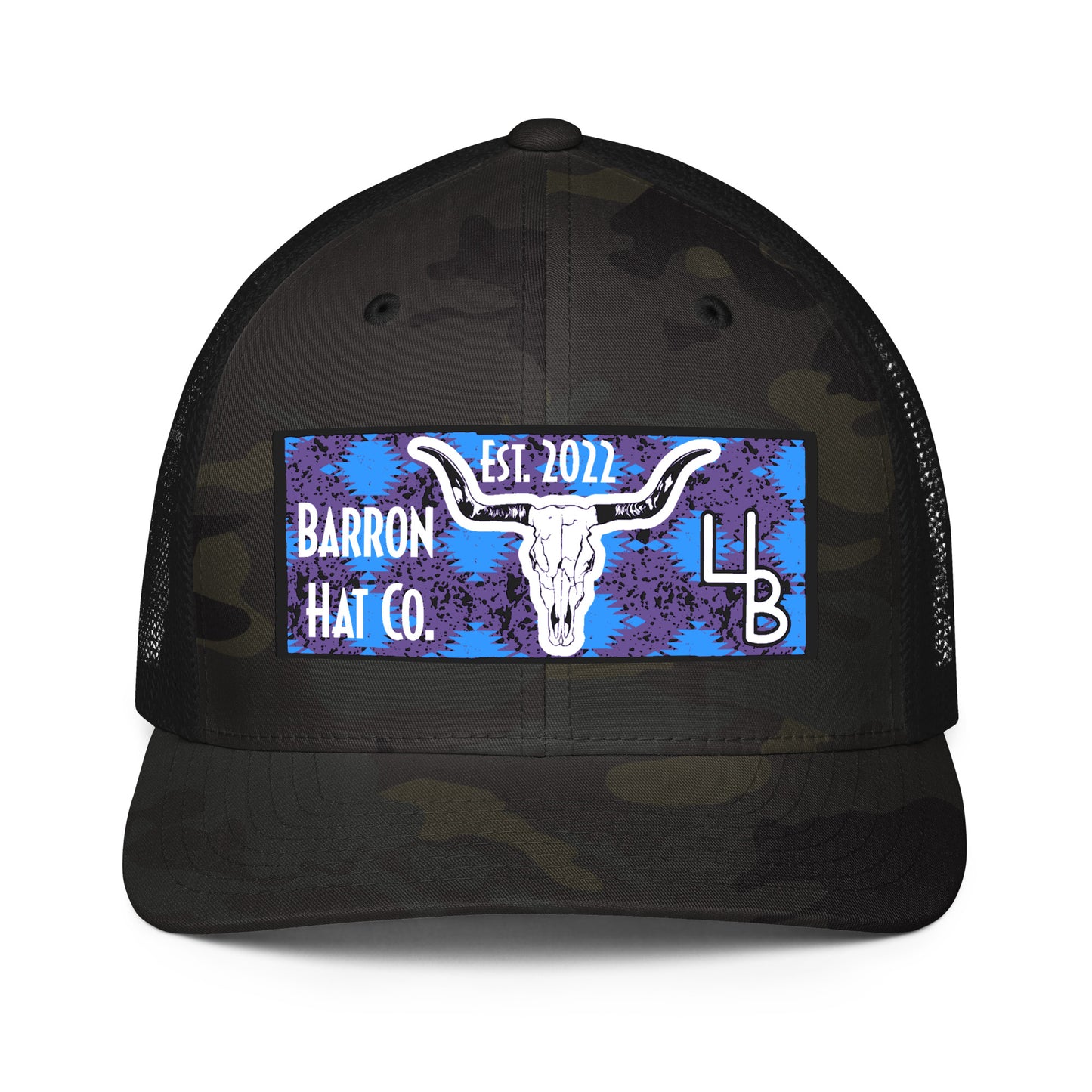 Aztec Print Longhorn Flexfit Mesh Trucker Hat