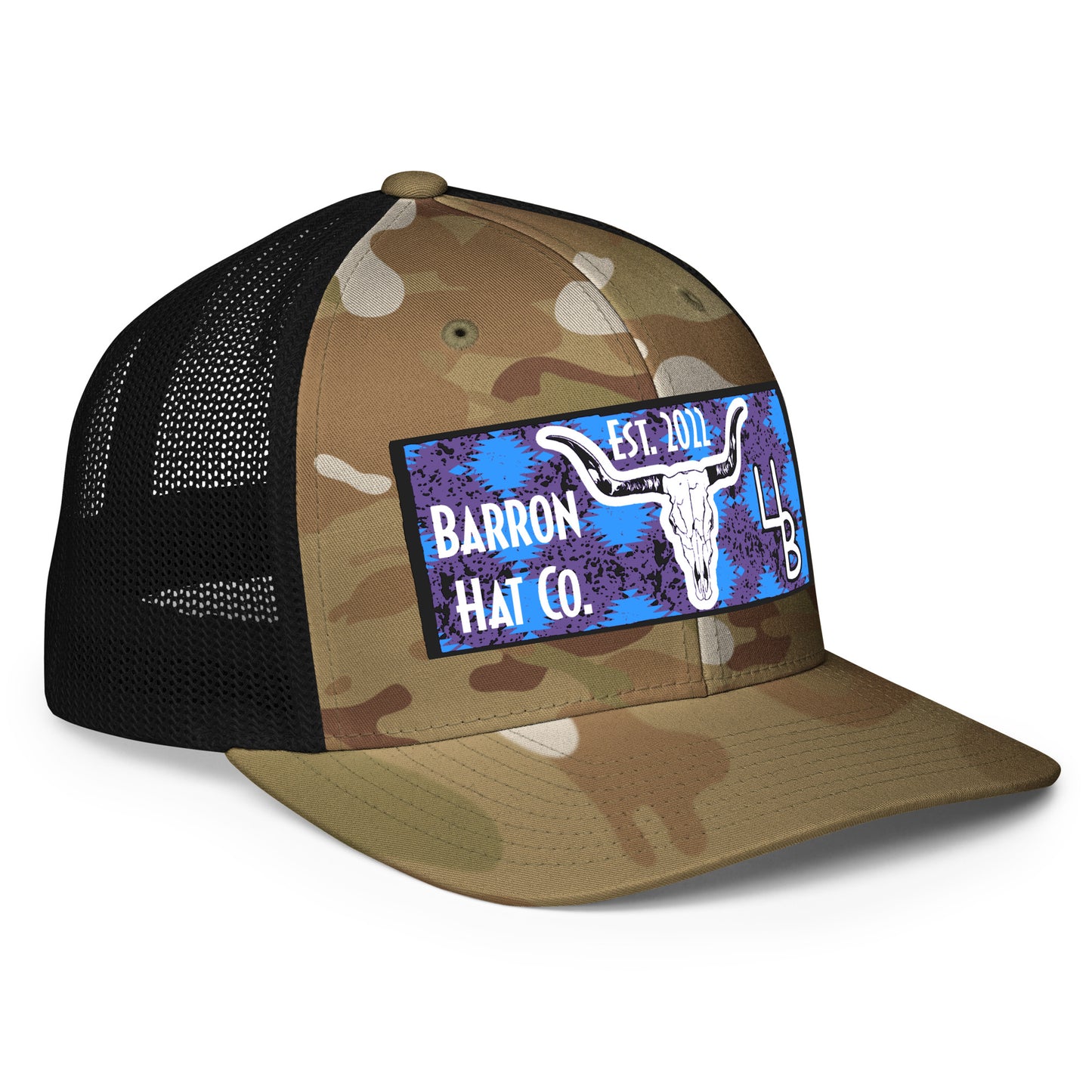 Aztec Print Longhorn Flexfit Mesh Trucker Hat