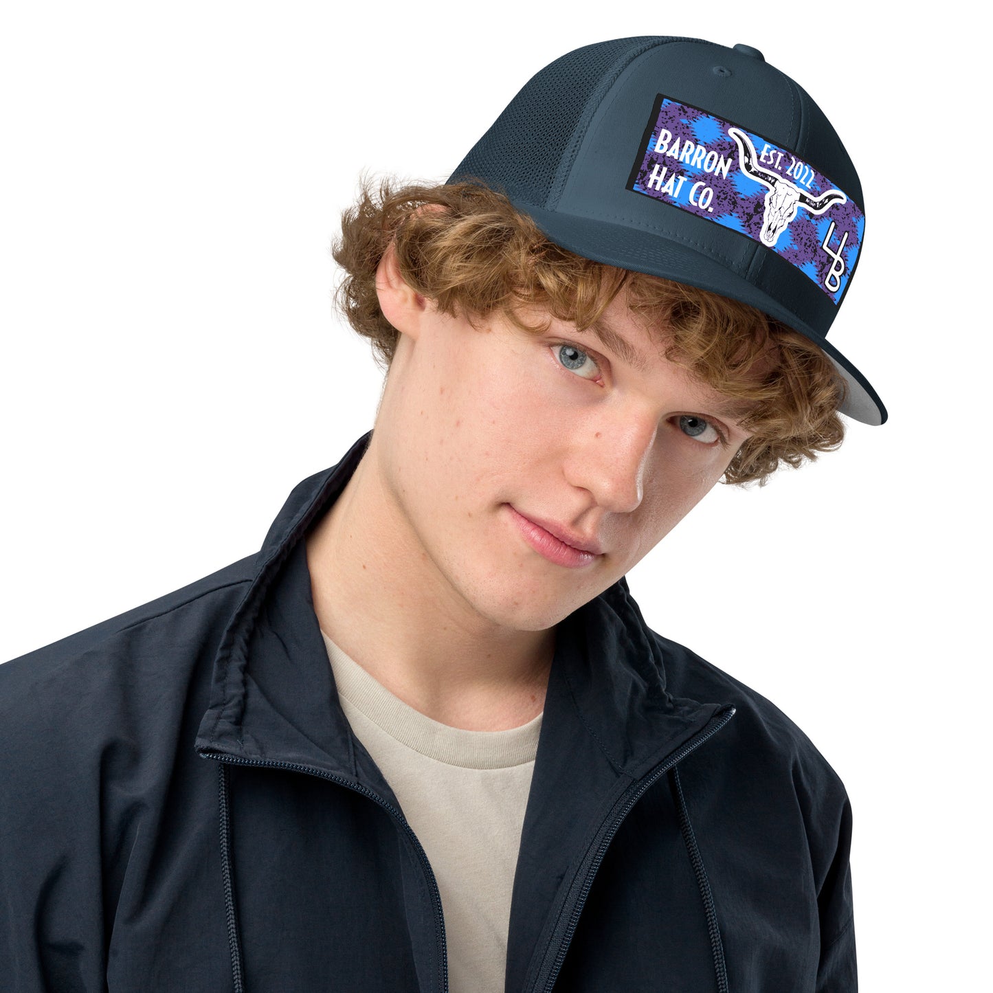 Aztec Print Longhorn Flexfit Mesh Trucker Hat
