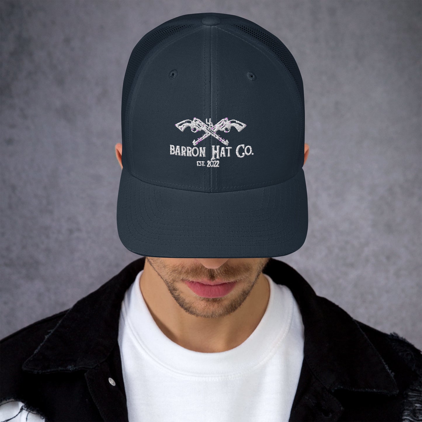 White Crossed Pistols Trucker Hat