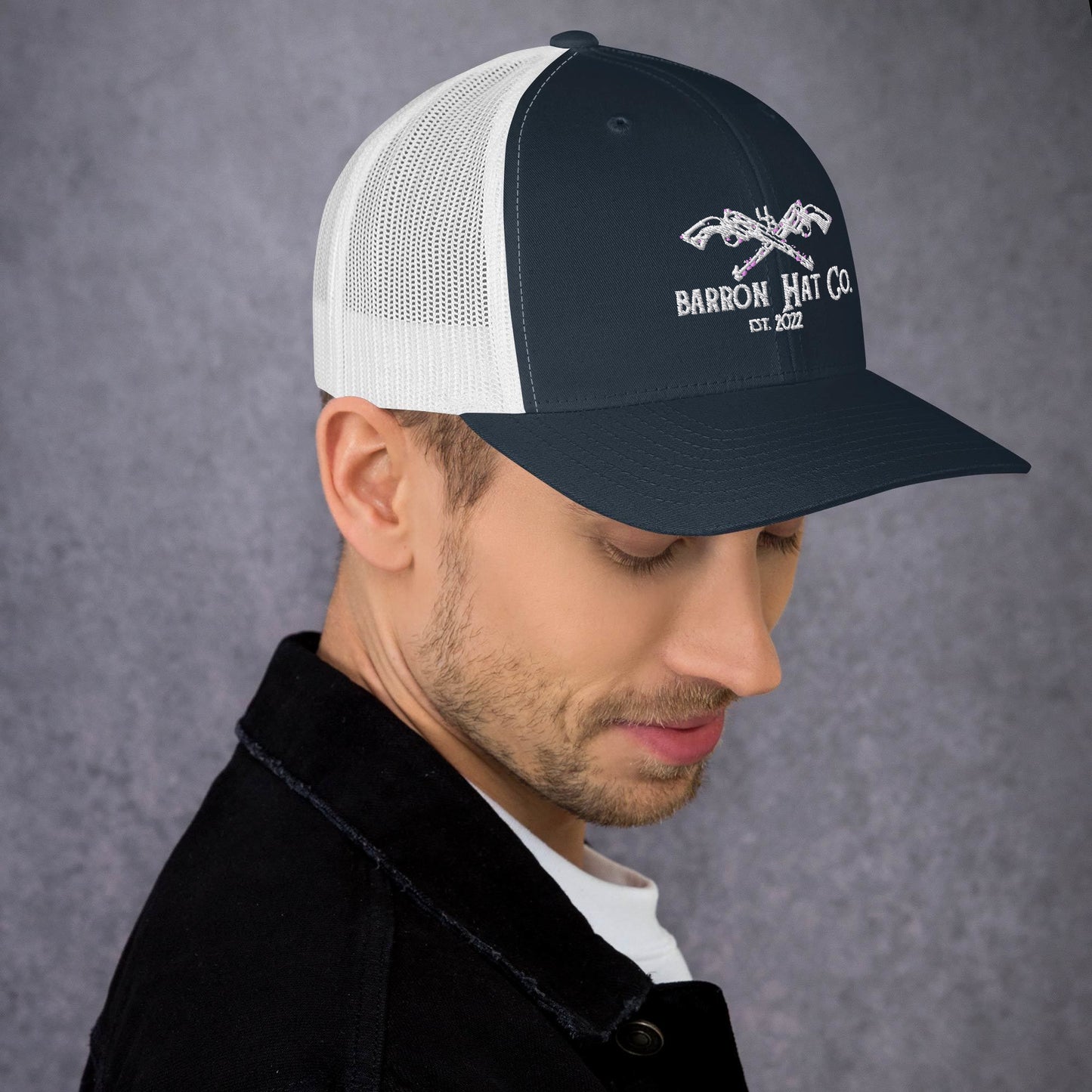 White Crossed Pistols Trucker Hat