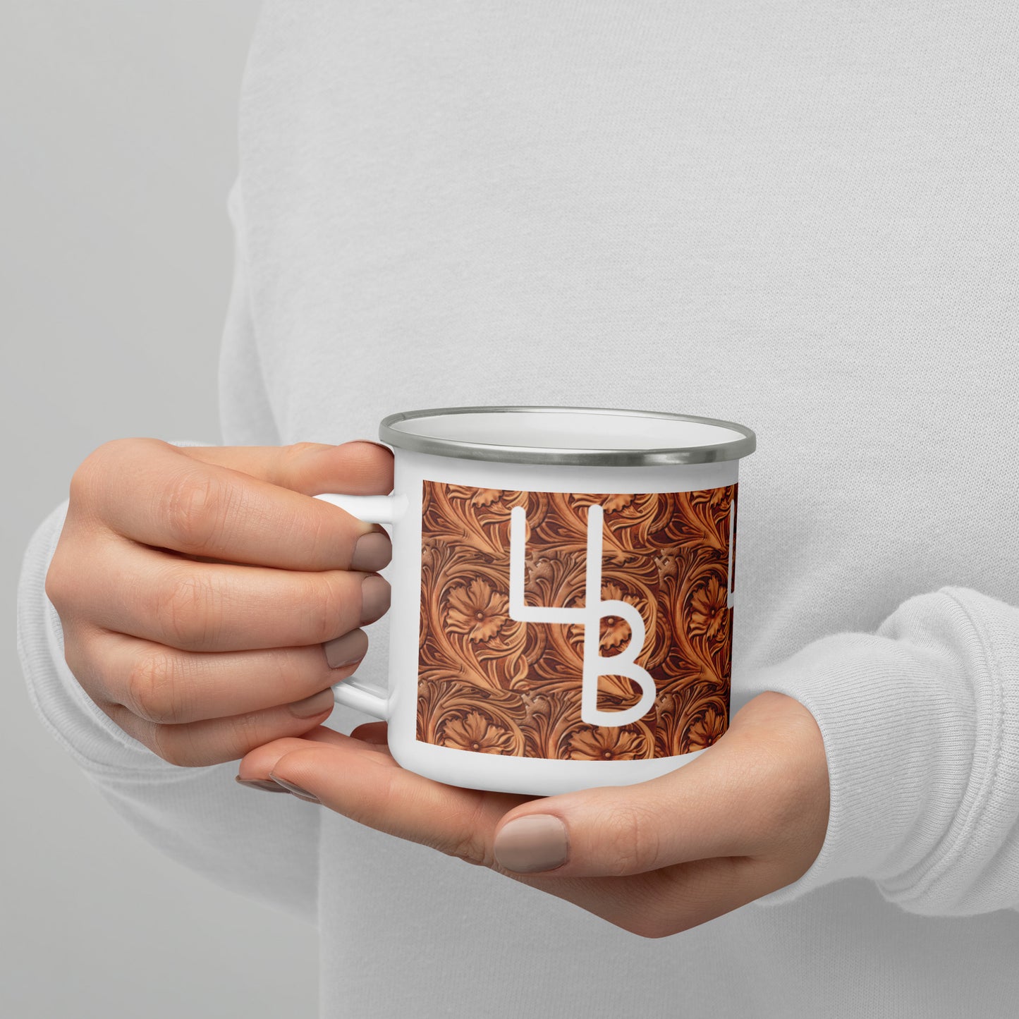 4B Leather Enamel Mug