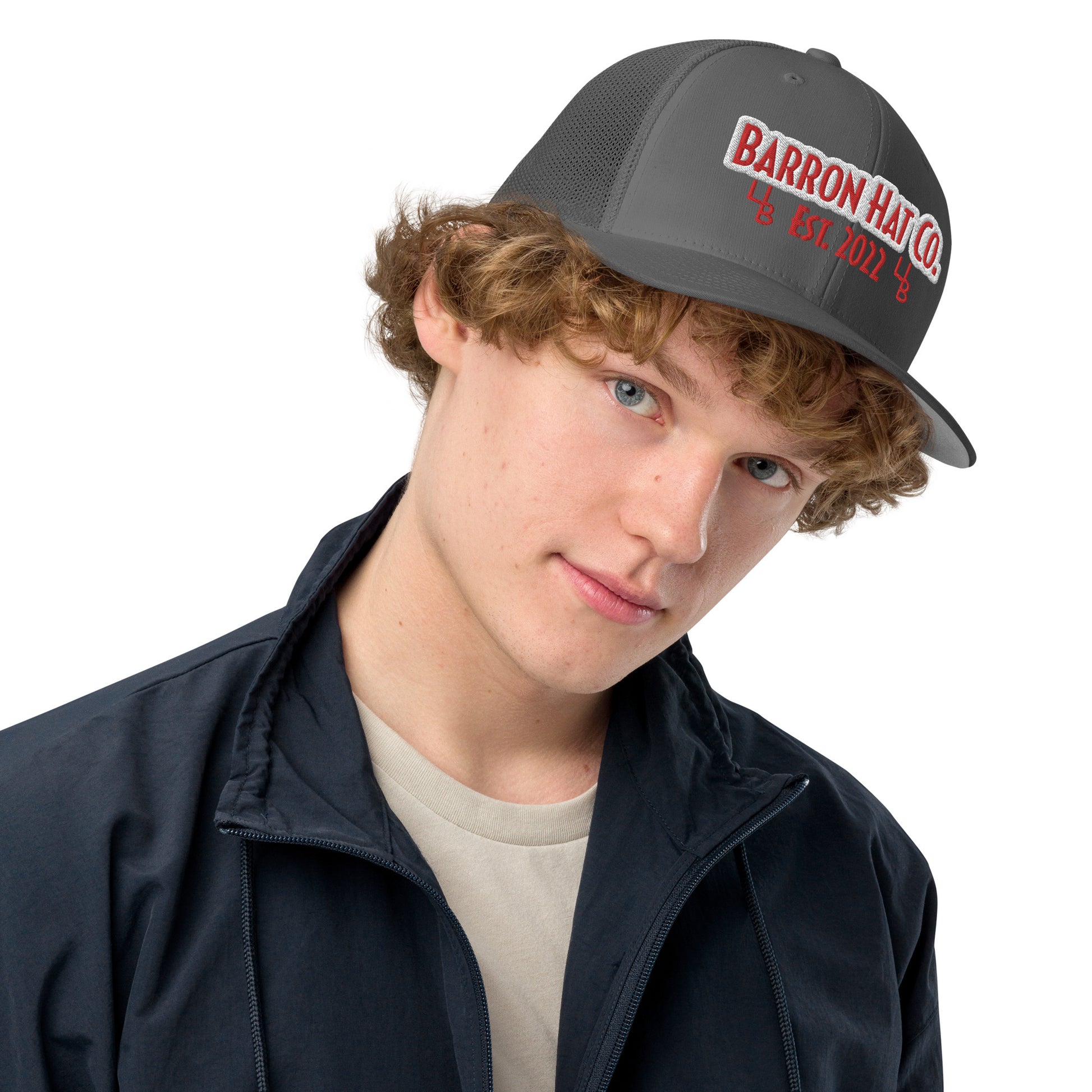 Red Retro Flexfit Mesh Trucker Hat – Barron Hat