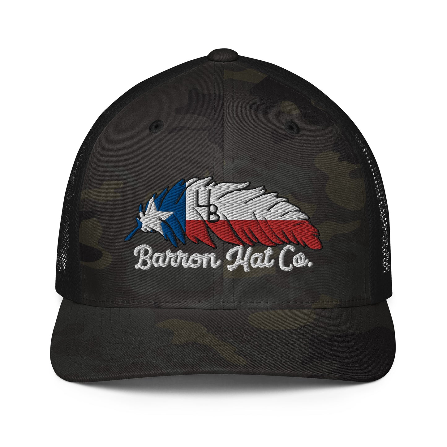 4B Texas Feather  Flexfit Mesh Trucker Hat