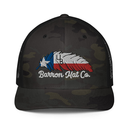 4B Texas Feather  Flexfit Mesh Trucker Hat