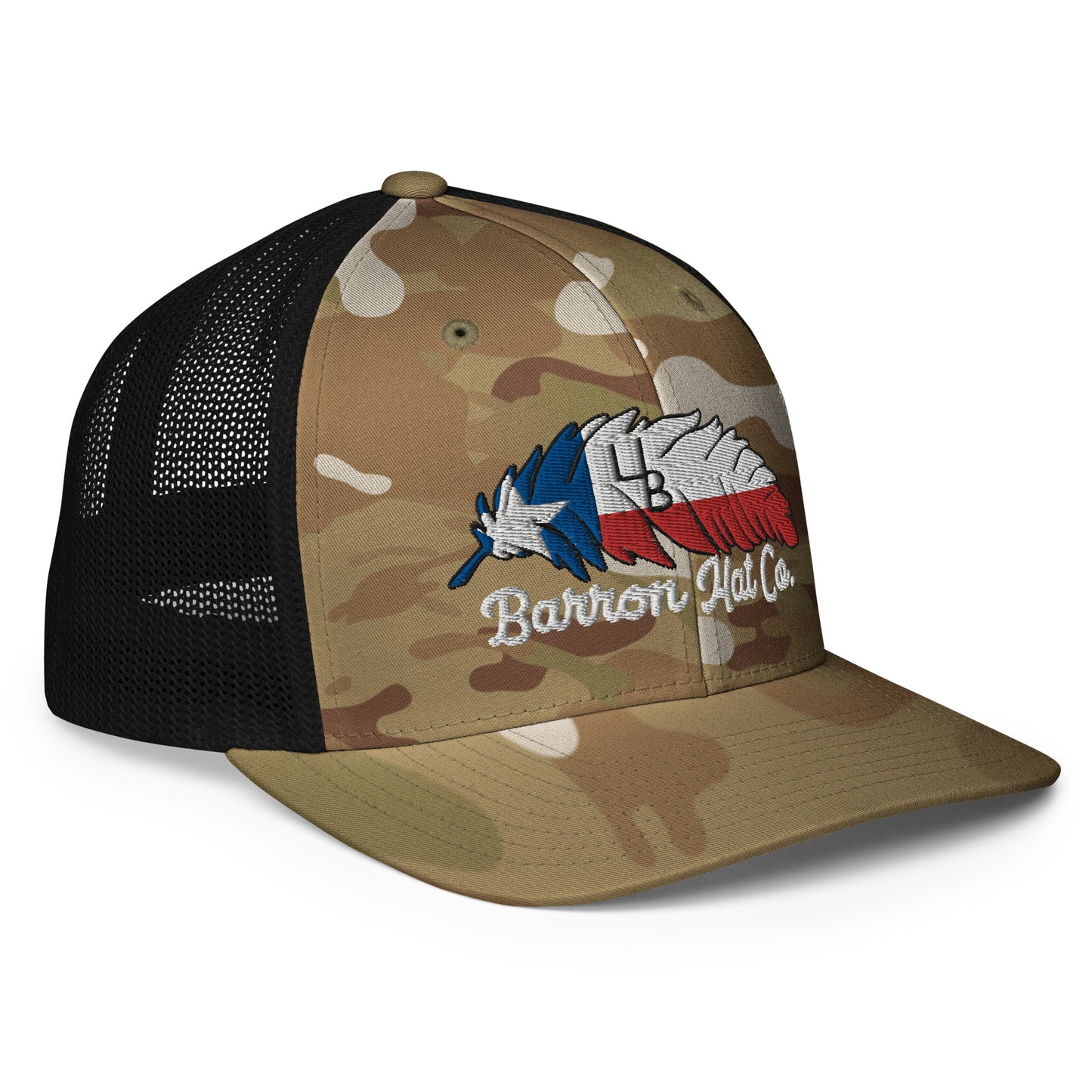 4B Texas Feather  Flexfit Mesh Trucker Hat