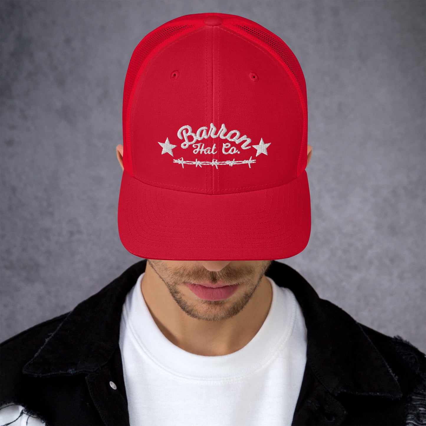 Red Barbwire Trucker Hat