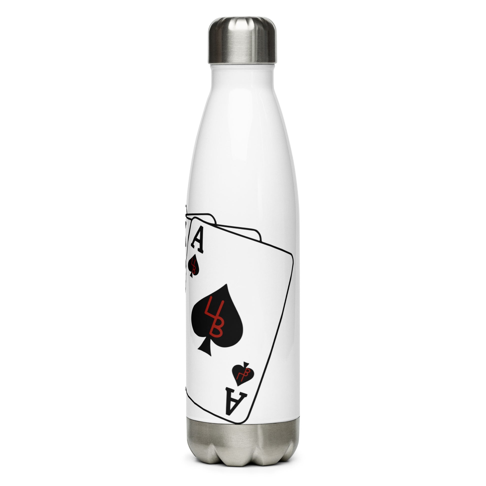 4B Ace in The Hole Stainless Steel Water Bottle Hot drinks should stay hot and cold drinks should stay cold. This stainless steel bottle can do both, and it will also cheer you up any day. Cool off in the summer and stay warm in the winter, even on the go