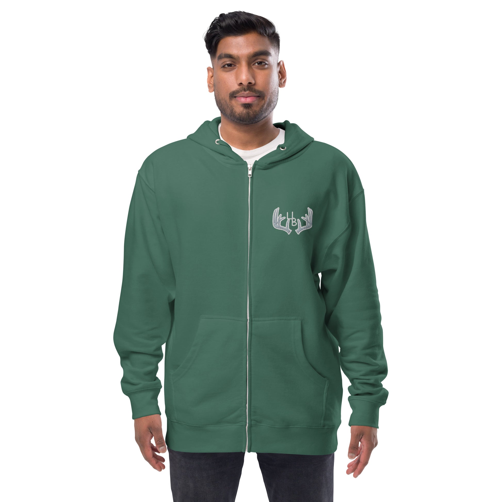 4B Antlers fleece zip up hoodie With its soft, premium quality fleece fabric and jersey-lined hood, this unisex zip-up hoodie will be a cozy addition to your outfit. Pair it with jeans, shorts, a skirt, or a dress to stay warm in style. • 80% cotton, 20%