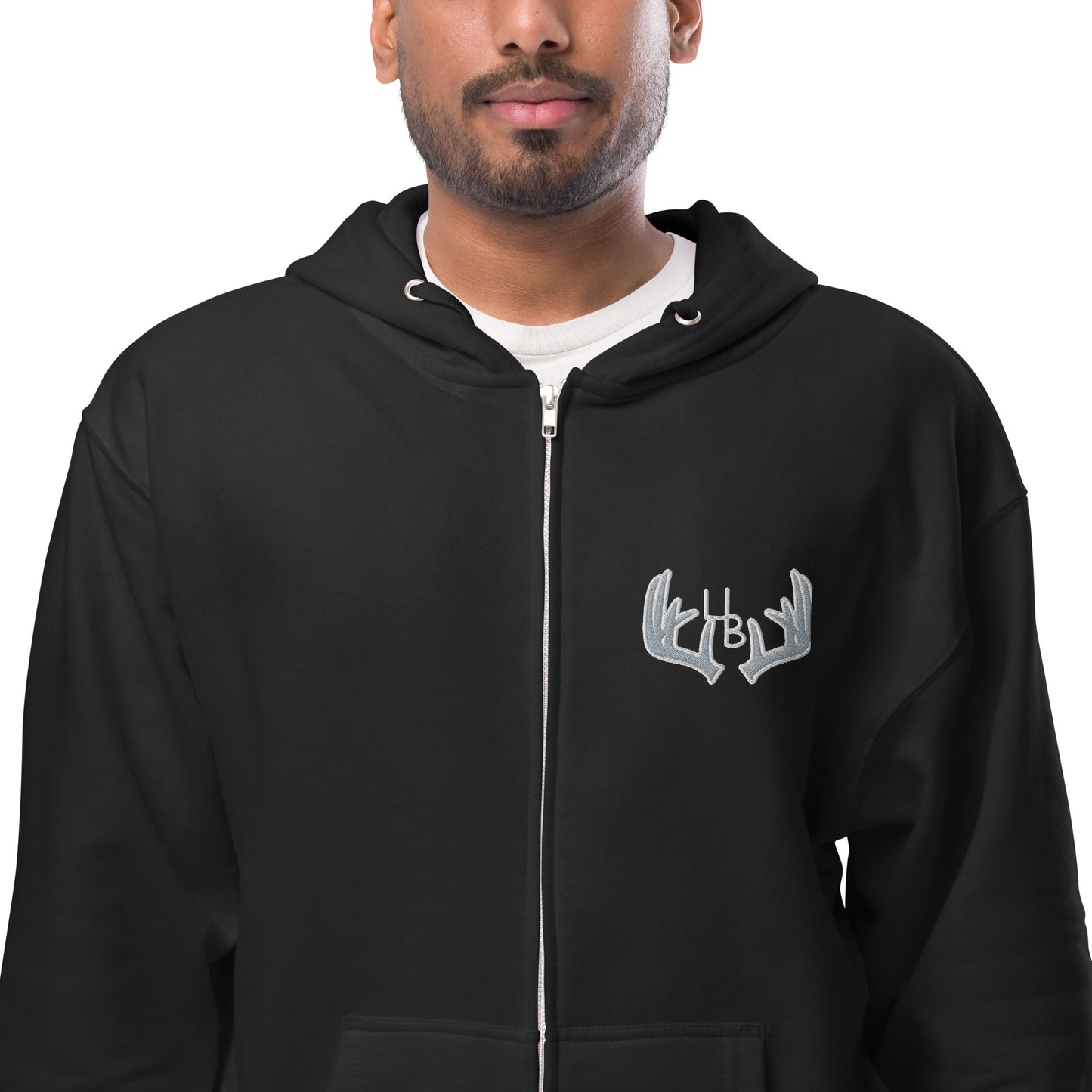 4B Antlers fleece zip up hoodie With its soft, premium quality fleece fabric and jersey-lined hood, this unisex zip-up hoodie will be a cozy addition to your outfit. Pair it with jeans, shorts, a skirt, or a dress to stay warm in style. • 80% cotton, 20%